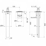 NEWFORM HAKA MIX MONOCOMANDO A PARETE PER LAVABO BOCCA LUNGA L. 256 mm SENZA SCARICO