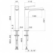 NEWFORM NIO MIX MONOCOMANDO LAVABO D'APPOGGIO VERSIONE ALTA SENZA SCARICO