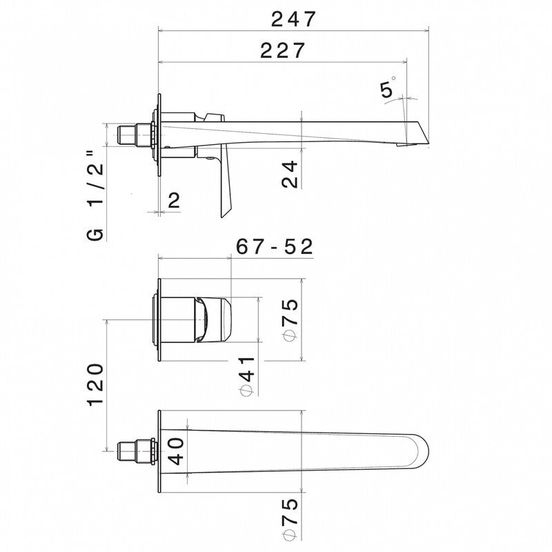NEWFORM NIO WALL-MOUNTED BASIN MIXER WITHOUT WASTE