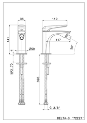 NEWFORM DELTA MIX MONOCOMANDO BIDET SENZA SCARICO