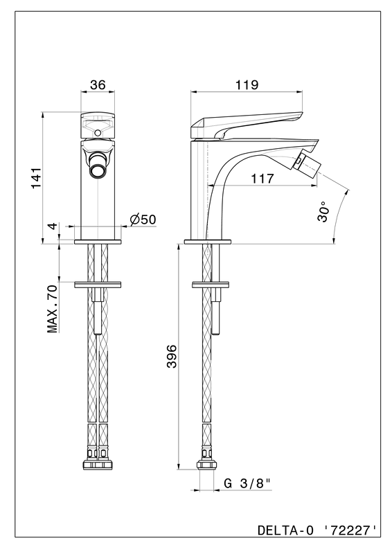 NEWFORM DELTA MIX MONOCOMANDO BIDET SENZA SCARICO