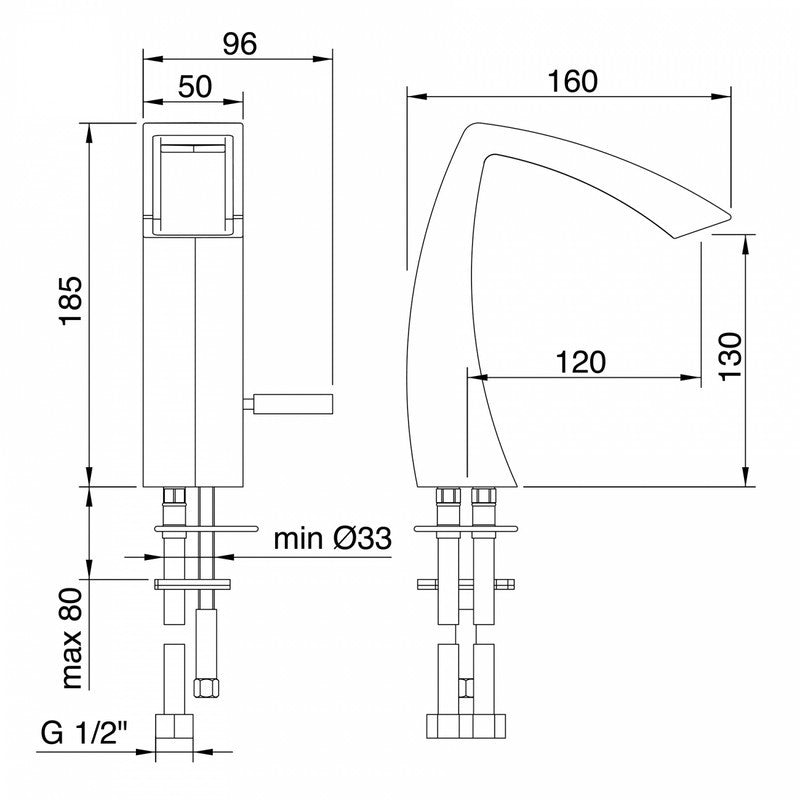 TREEMME ARCHÉ MISCELATORE MONOCOMANDO LAVABO 130