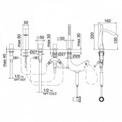 TREEMME ARCHÉ 5-HOLE DECK-MOUNTED BASIN MIXER WITH PULL-OUT HAND SHOWER
