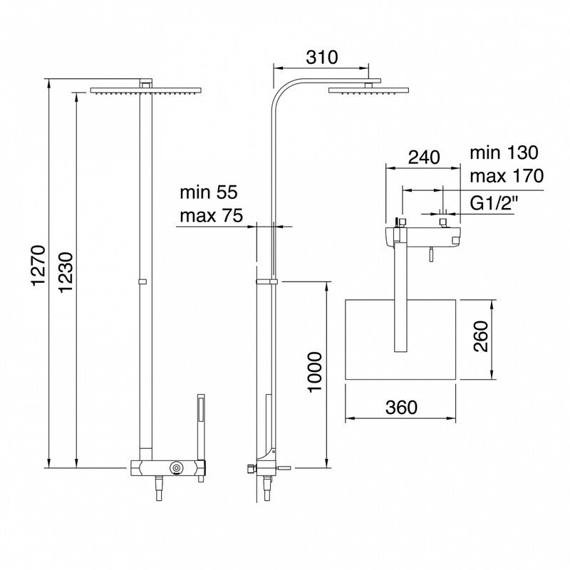 TREEMME ARCHÉ WALL-MOUNTED SHOWER COLUMN