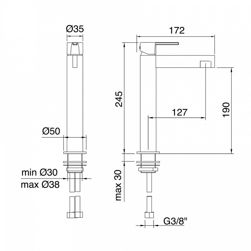 TREEMME TIME-TIME OUT MISCELATORE MONOCOMANDO LAVABO ALTO 190