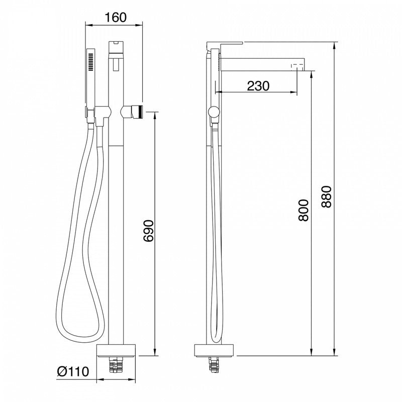 TREEMME TIME-TIME OUT FLOOR-STANDING SINGLE LEVER BATH MIXER