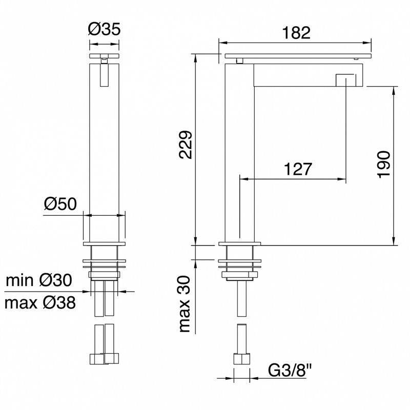 TREEMME TIME-TIME OUT SINGLE LEVER TALL BASIN MIXER 190