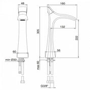 TREEMME HEDÓ MISCELATORE MONOCOMADO LAVABO ALTO 222