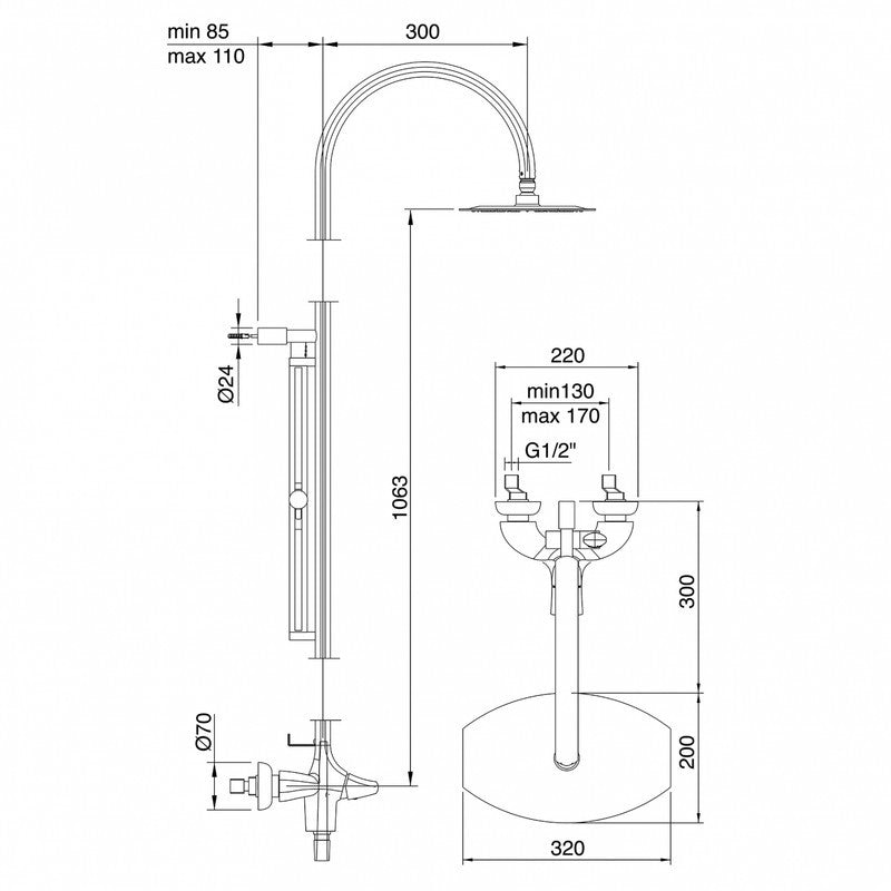 TREEMME HEDÓ WALL MOUNTED SHOWER COLUMN
