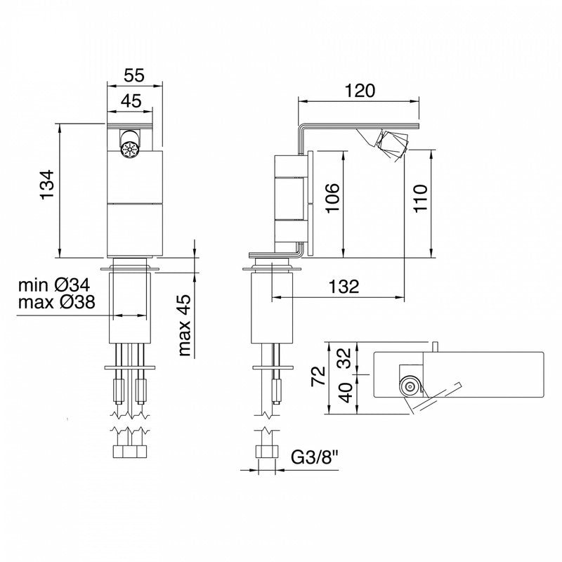 TREEMME 5MM MISCELATORE MONOFORO BIDET 110