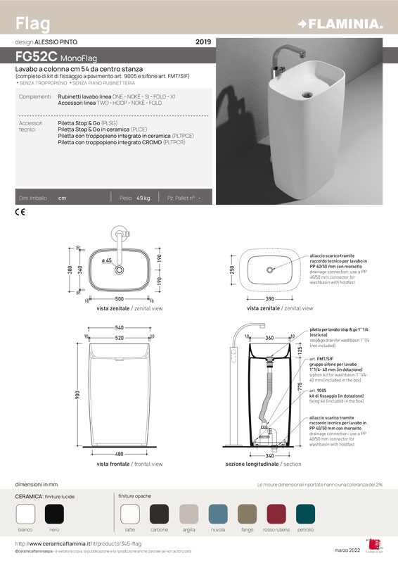 FLAMINIA MONOFLAG FREESTANDING BASIN