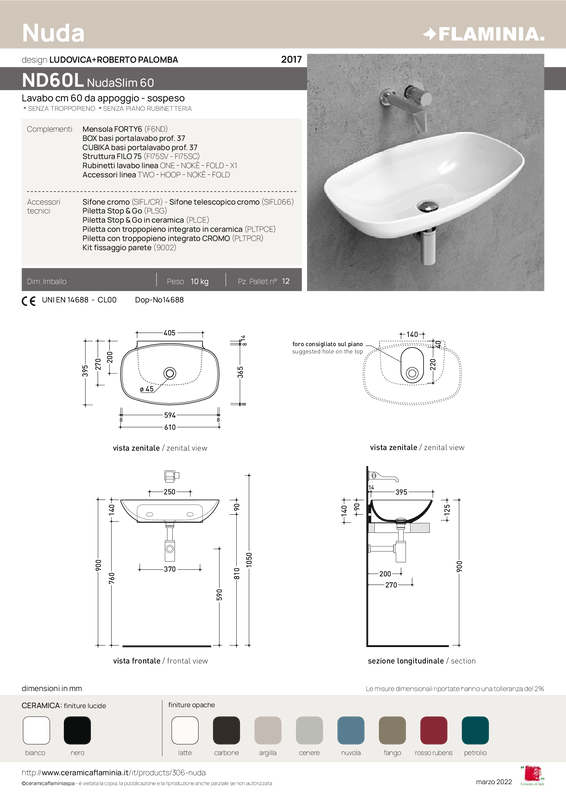 FLAMINIA NUDASLIM 60 COUNTERTOP-WALL-HUNG BASIN