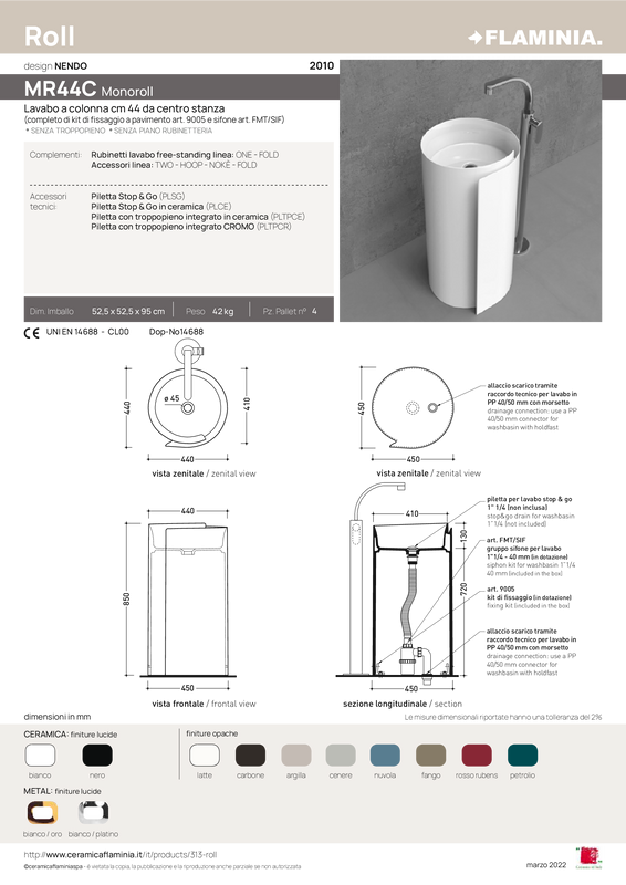 FLAMINIA MONOROLL FREESTANDING BASIN