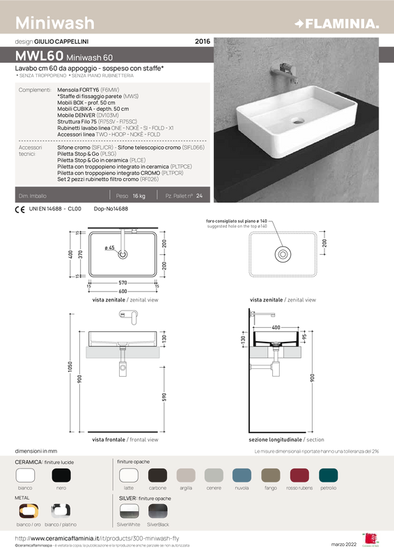 FLAMINIA MINIWASH 60 COUNTERTOP BASIN
