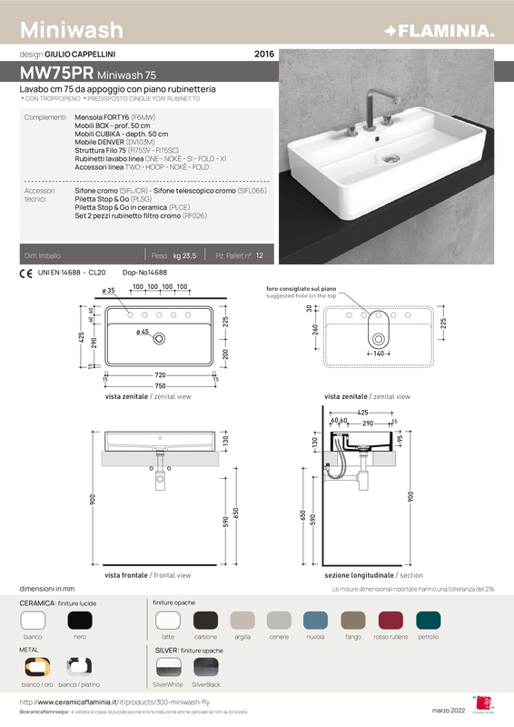 FLAMINIA MINIWASH 75 COUNTERTOP BASIN