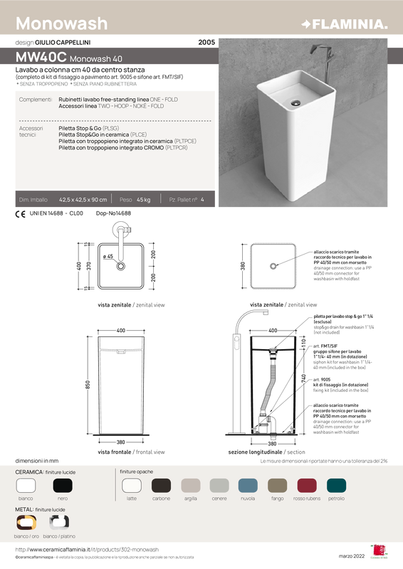 FLAMINIA MONOWASH LAVABO FREESTANDING