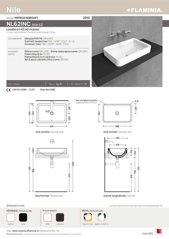 FLAMINIA NILE RECESSED BASIN