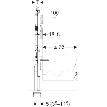 GEBERIT MODULO DUOFIX PER VASO SOSPESO CON CASSETTA DI RISCIACQUO DA INCASSO SIGMA 8 cm