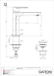 GATTONI RUBINETTERIA H2OMIX 7000 SINGLE LEVER BASIN MIXER WITH POP-UP WASTE