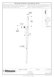 RITMONIO ROUND HAND SHOWER WITH HOSE AND WALL OUTLET WITH HAND SHOWER HOLDER