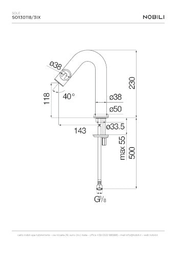 NOBILI RUBINETTERIE SOLE SINGLE-LEVER BASIN MIXER WITHOUT WASTE